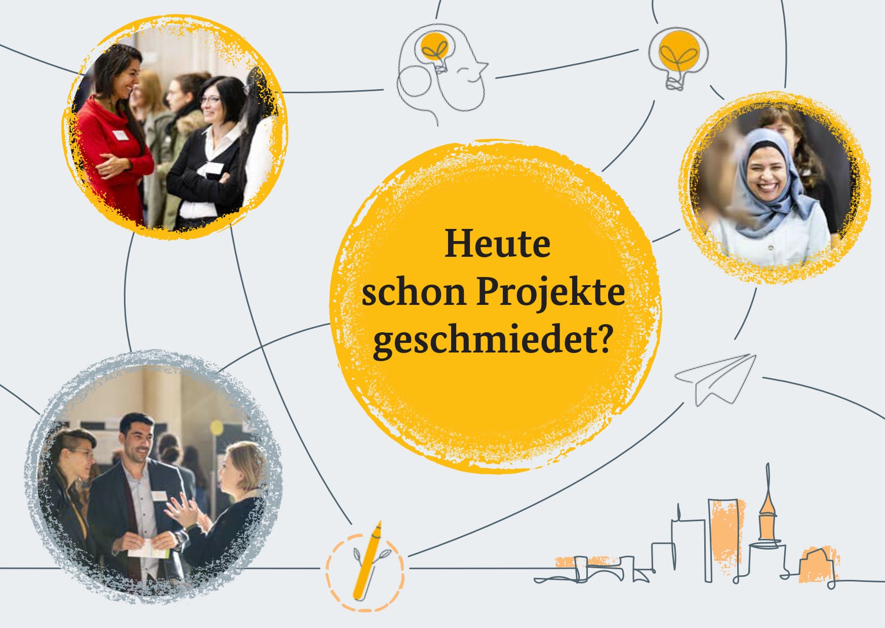 Abbild der Postkarte zeigt u. a. das Logo des Bundesprogramms sowie in der Mitte den Claim: Heute schon geschmiedet?